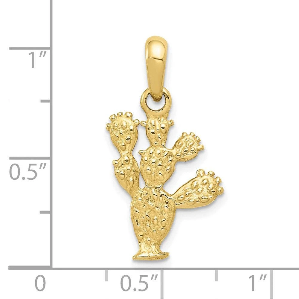 Diamond2Deal 10k Yellow Gold 3-D Cactus Pendant 3