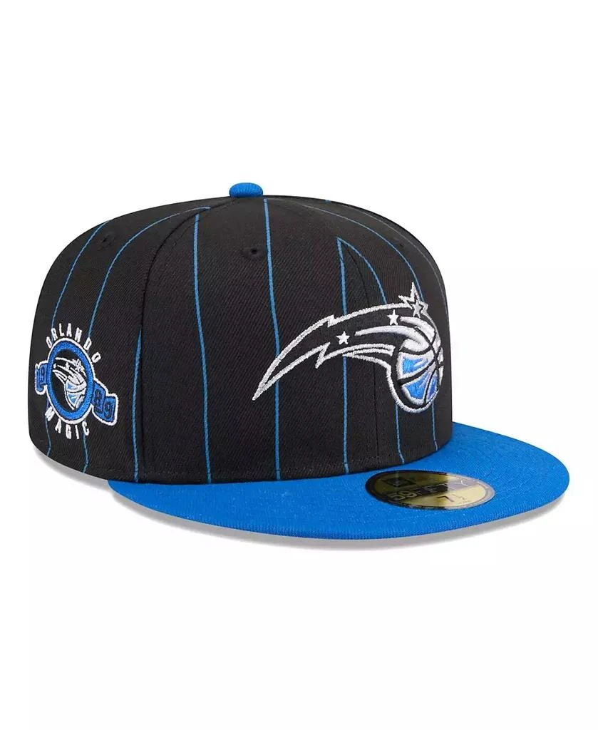 New Era Men's Black/Blue Orlando Magic Pinstripe Two-Tone 59Fifty Fitted Hat 1