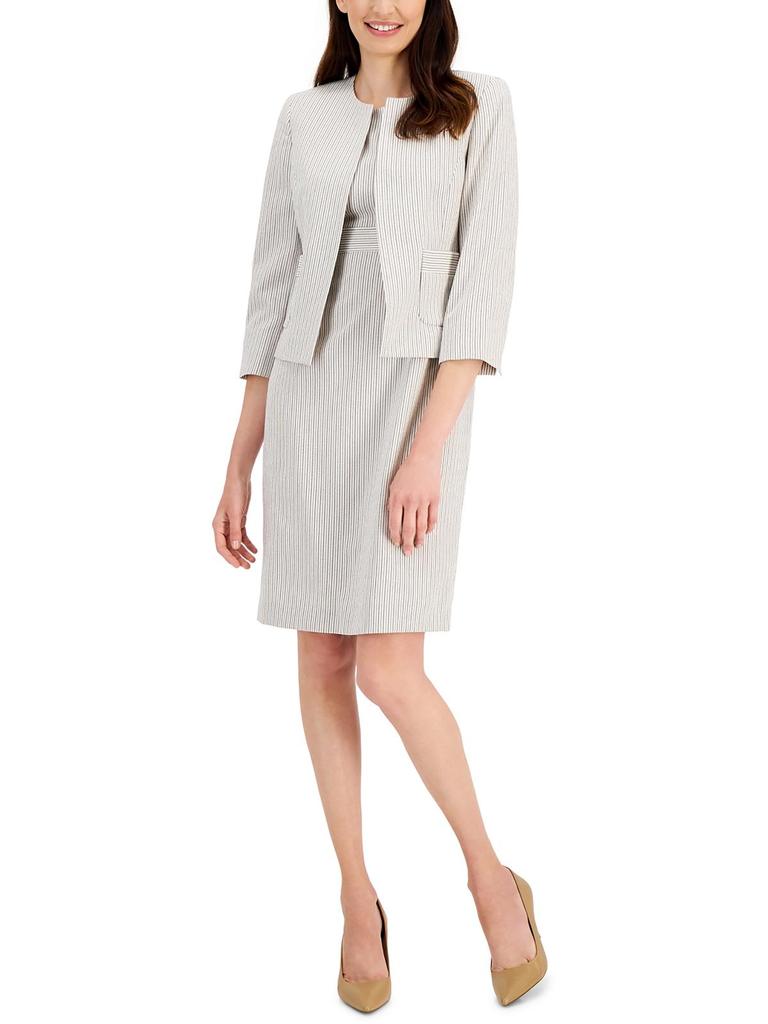 Le Suit Petites Womens Striped 2PC Dress Suit