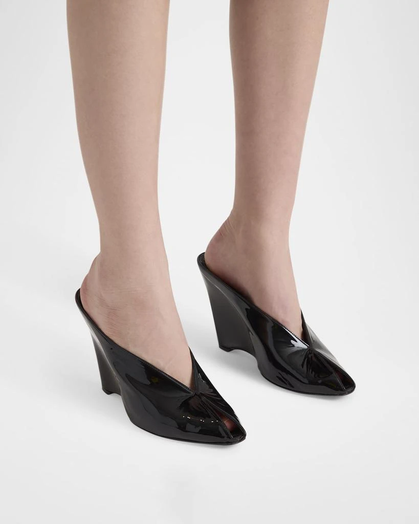 Salvatore Ferragamo Alicia Patent Leather Peep-Toe Wedge Mules 2