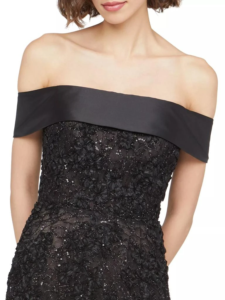 Theia Roxy Lace Off-The-Shoulder A-Line Midi-Dress 6