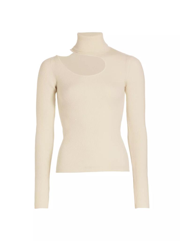 Naadam Wool Cashmere Cut-Out Turtleneck Top