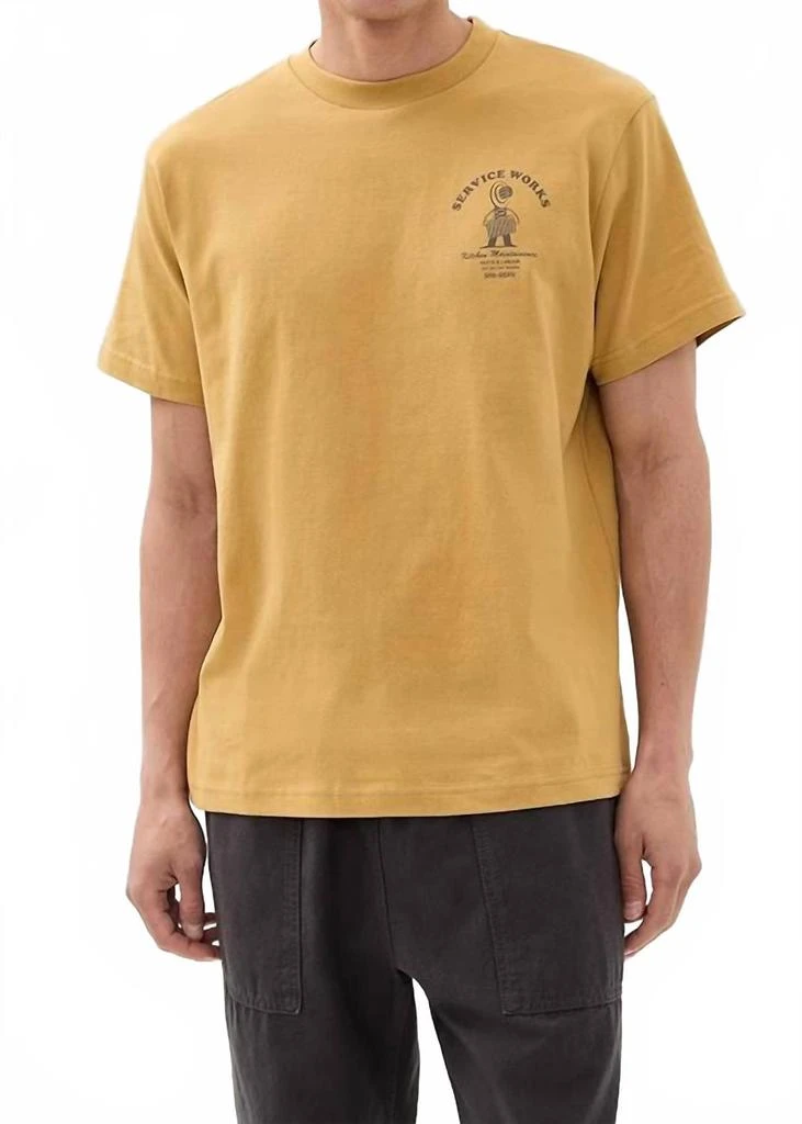 Service Works Maintenance Short Sleeve Tee In Mustard