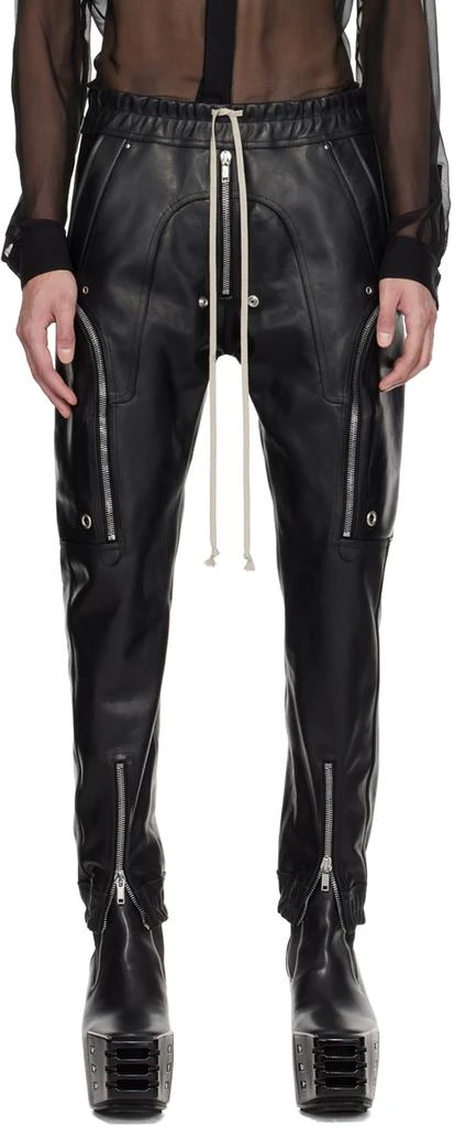 Rick Owens Black Bauhaus Leather Cargo Pants 1