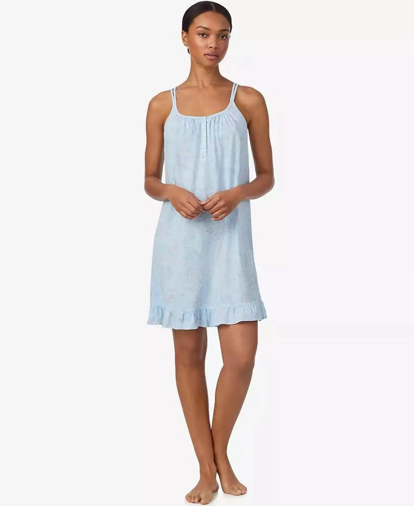 Ralph Lauren Women
s Double Strap Button Neck Gown