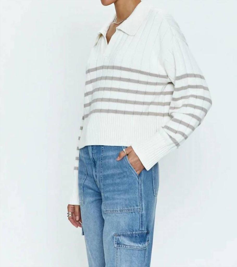 PISTOLA Arlo Stripe Polo Sweater In White