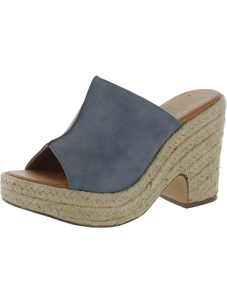 Jensen Womens Faux Leather Peep-Toe Platform Sandals – On Sale Now