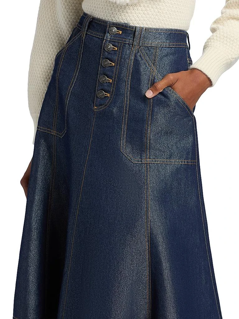Cinq à Sept Benji Denim A-Line Midi-Skirt 6