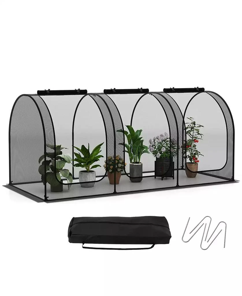 SUGIFT Large Tunnel Crop Cage with Roll Up Zippered Doors