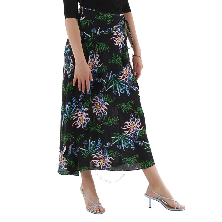 Kenzo Black Botanical Print Wrap Skirt 2