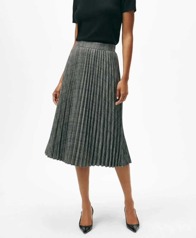 Brooks Brothers Pleated A-Line Skirt in Glen Plaid Wool Blend 3