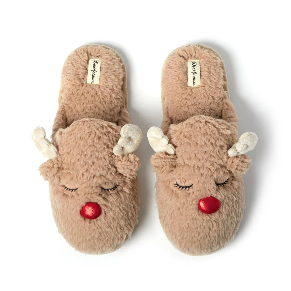 Dear Foams Dearfoams Men's Reindeer Funny Ugly Christmas Sweater Holiday Scuff Slipper 1