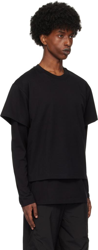 Heliot Emil Black Layered Crewneck T-shirt
