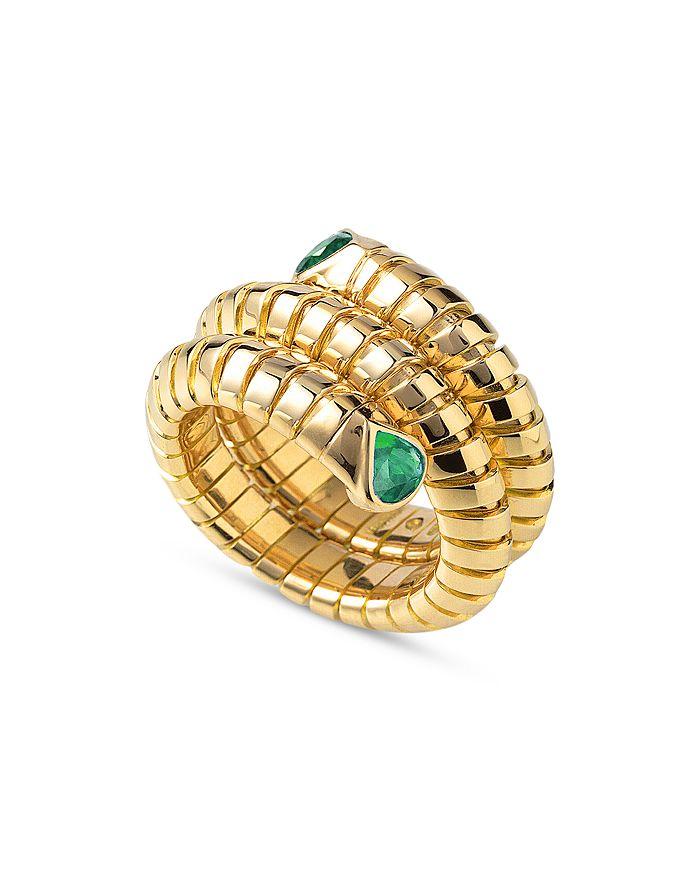 MARINA 18K Yellow Gold Trisola Emerald Coil Ring