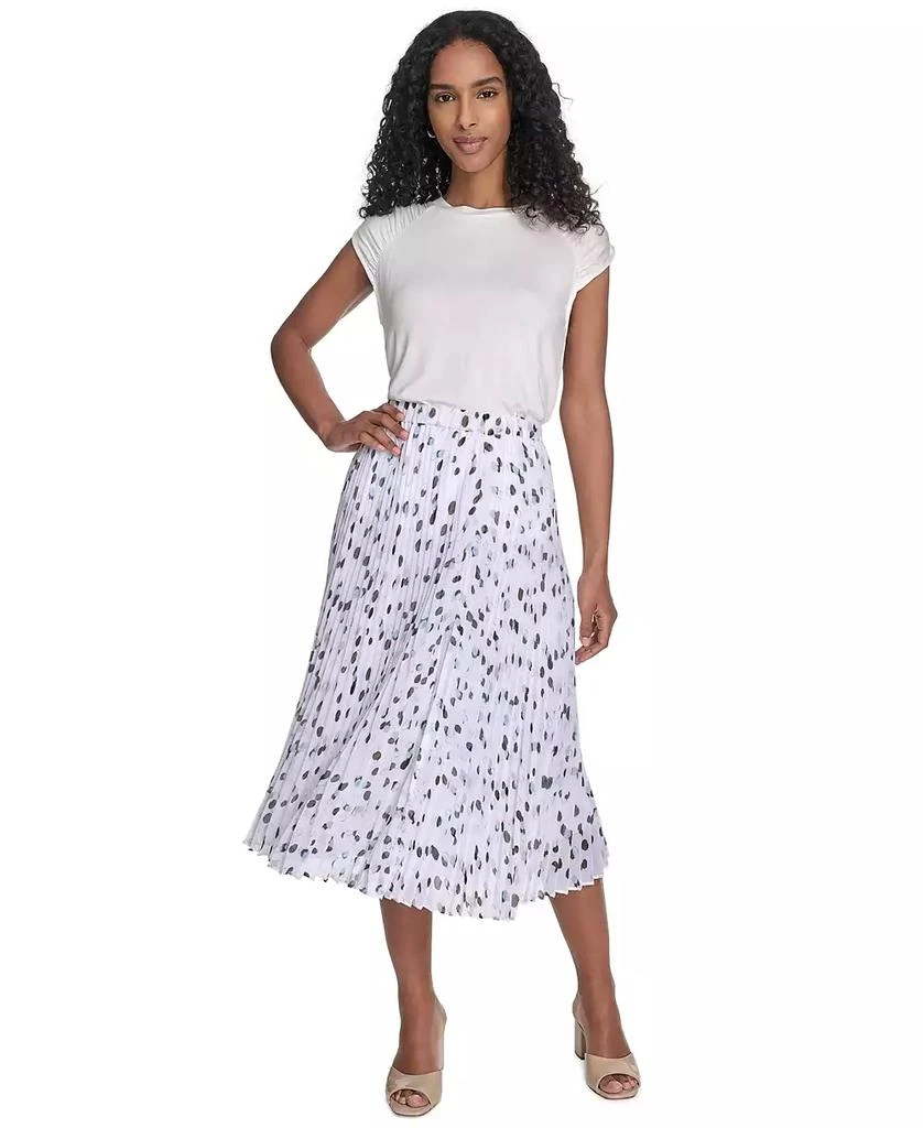 Calvin Klein Petite Dot-Print Pleated Midi Skirt 1
