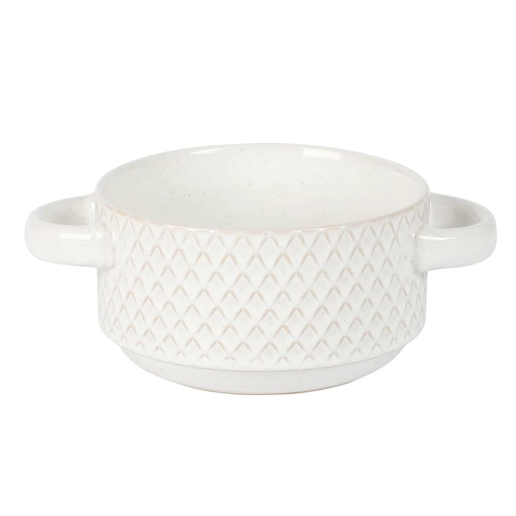 Gibson Elite Earlhart 2 Piece 6 Inch Ribbed Stoneware Soup Bowl Set with Handles in White 2