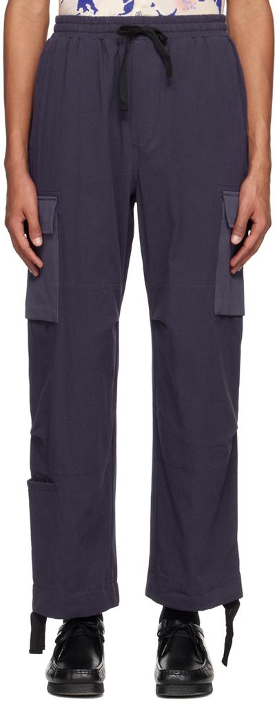 Double Rainbouu Navy Drawstring Cargo Pants
