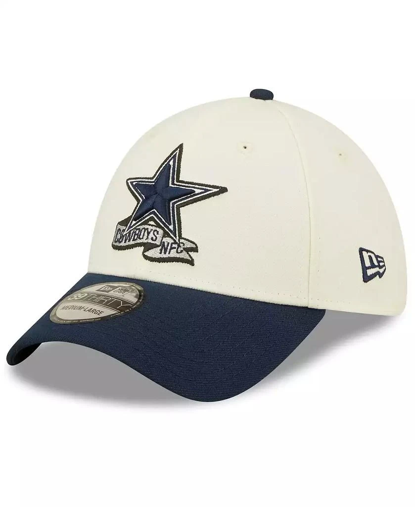 New Era Men's Cream, Navy Dallas Cowboys 2022 Sideline 39THIRTY 2-Tone Flex Hat 4
