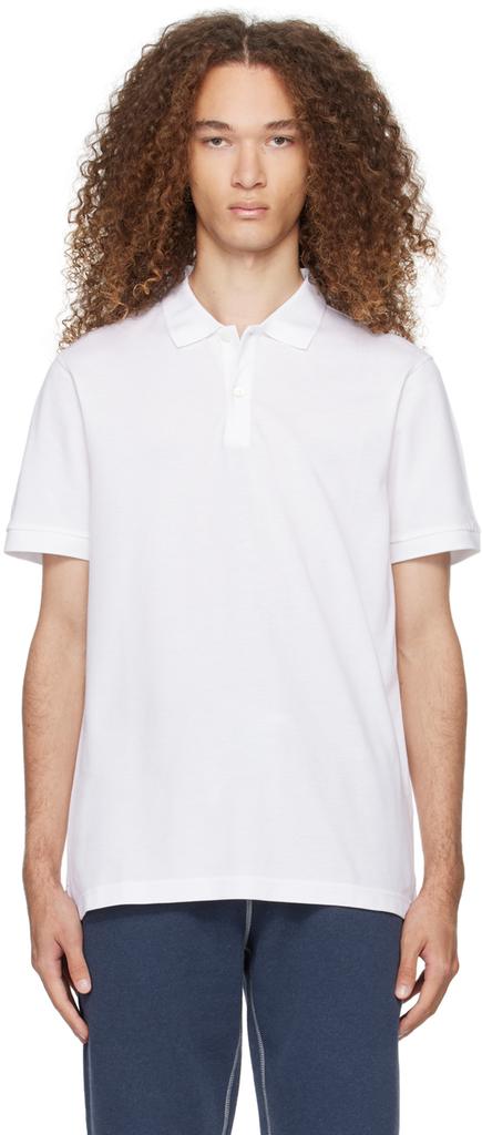 Sunspel White Two-Button Polo