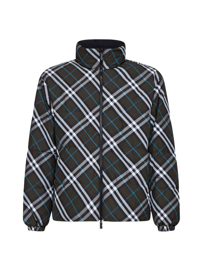 High-neck Zip-up Checked Jacket – On Sale Now with Up to 36