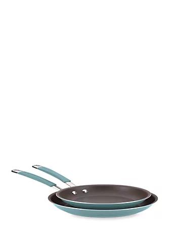 Rachael Ray Ray Cucina Hard Enamel Nonstick Twin Pack Skillet Set Agave Blue