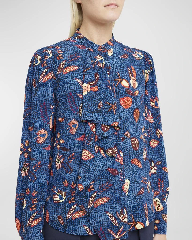 Ulla Johnson Ashlyn Draped Silk Bishop-Sleeve Blouse 5
