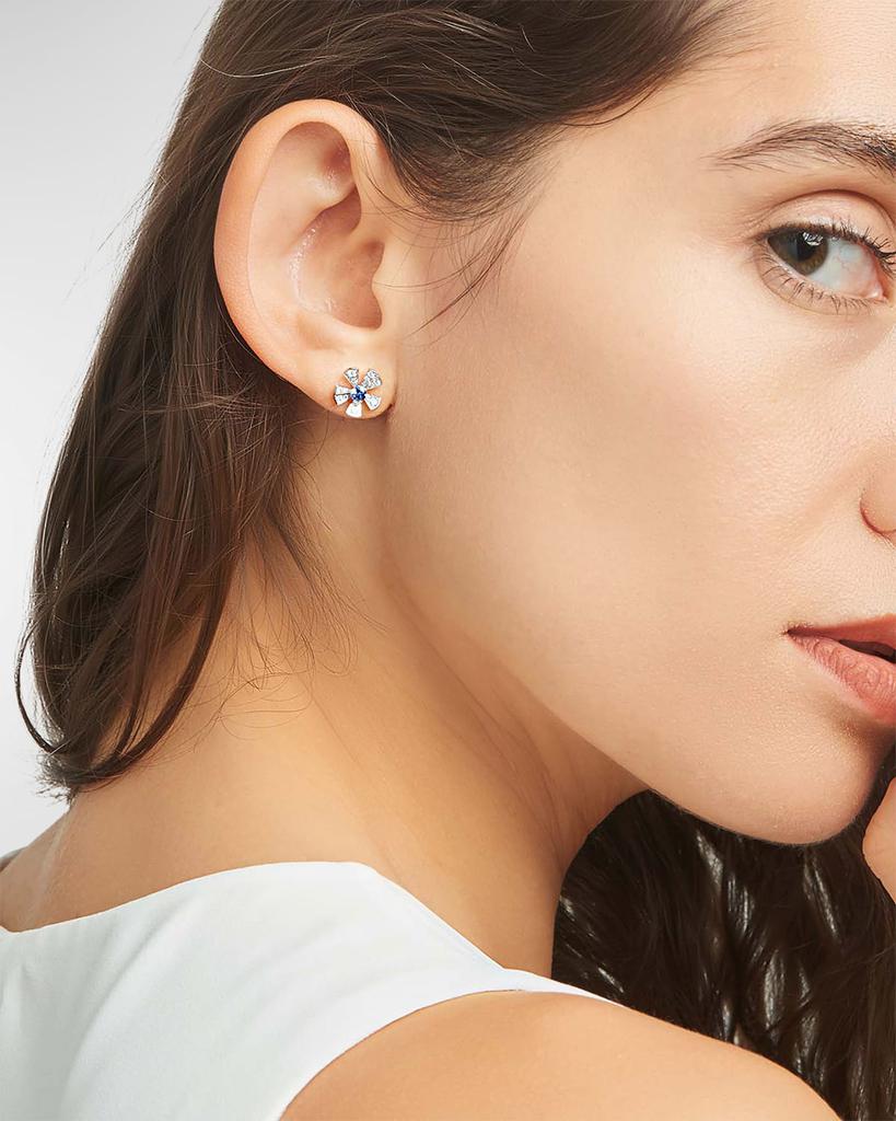 Mimi So 18K White Gold Wonderland Medium Orchid Blue Sapphire and Pave Diamond Stud Earrings