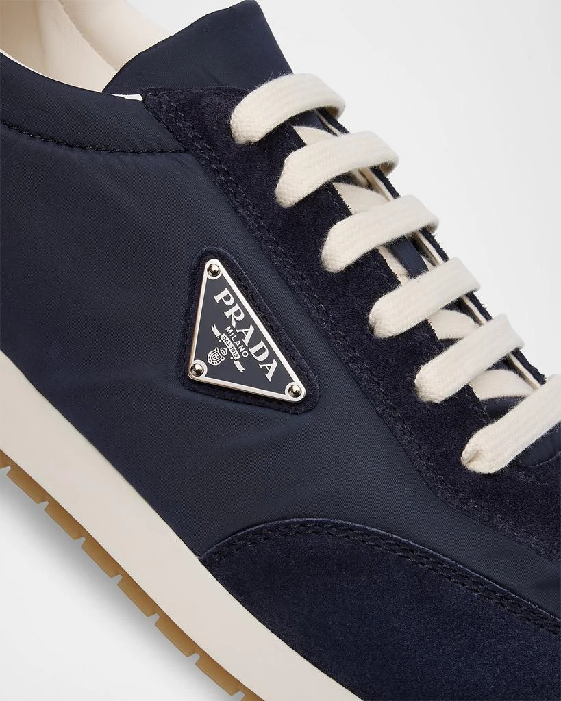 Prada Men's Rank Nylon and Leather Low-Top Sneakers 5