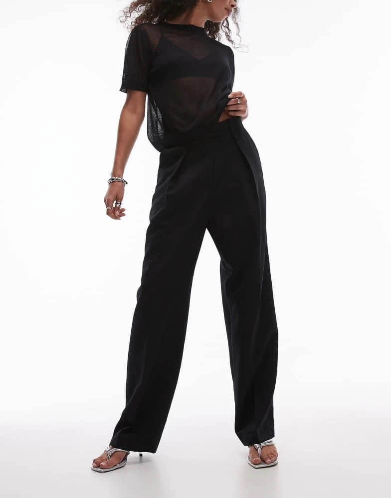 ARKET ARKET stretch wool blend tailored straight leg trousers in black 1