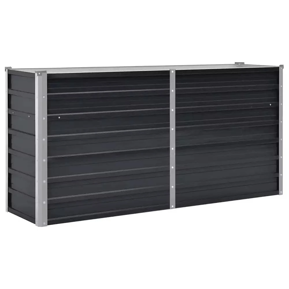 vidaXL Garden Raised Bed Anthracite 63"x15.7"x30.3" Galvanized Steel