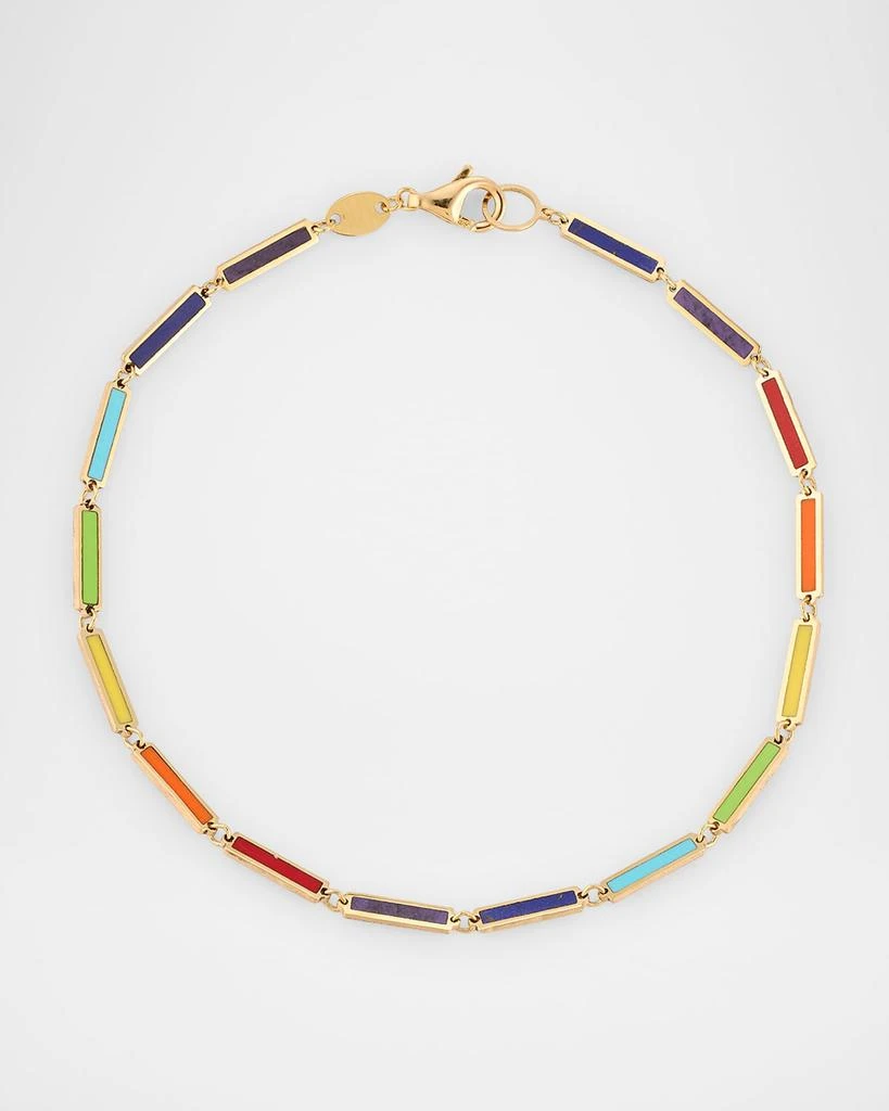 Frederic Sage 14K Yellow Gold Rainbow Inlay Station Bracelet