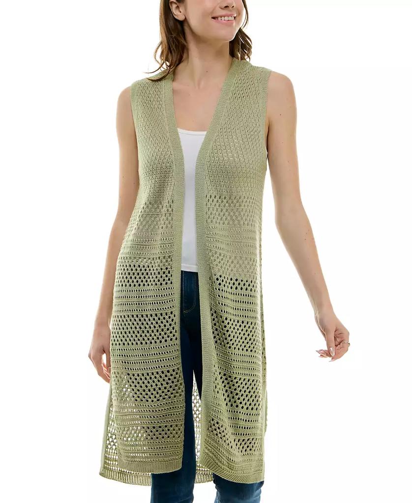 Ultra Flirt Juniors' Open-Knit Pointelle Duster Sweater Vest