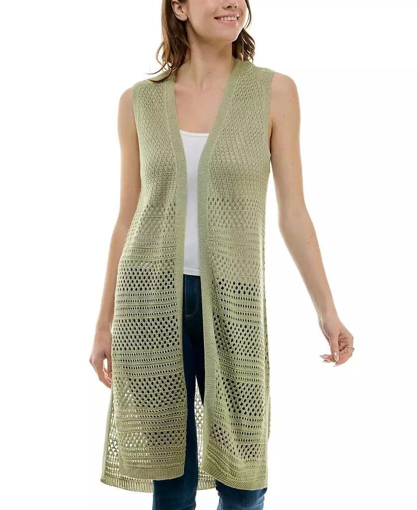 Ultra Flirt Juniors' Open-Knit Pointelle Duster Sweater Vest 1