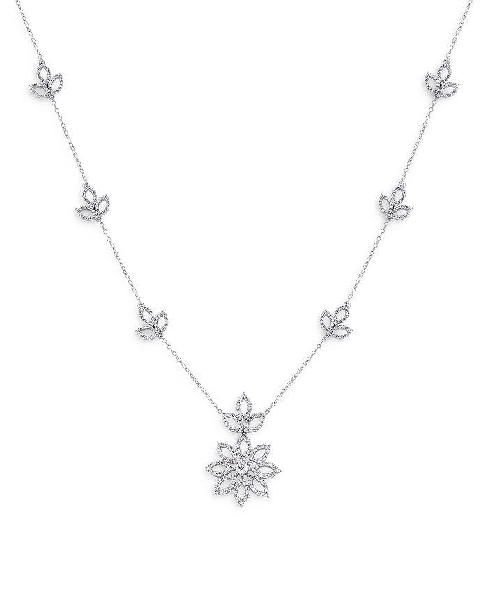 Bloomingdale's Diamond Flower Statement Necklace in 14K White Gold, 1.50 ct. t.w. - Exclusive 1