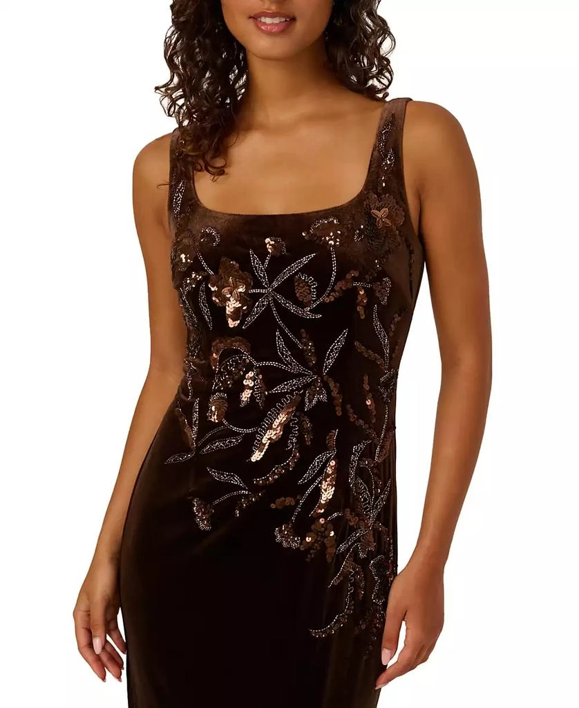 knee length dresses for ladies Aidan Mattox Women's Fully Beaded Deep V Neck Gown - Multi - Size 16 main image 1