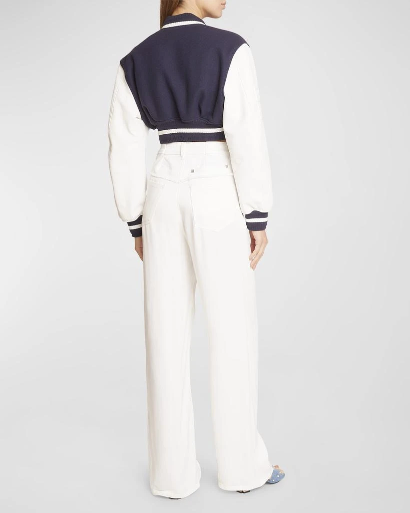 Givenchy Mixed-Media Logo-Embroidered Crop Bomber Jacket 6