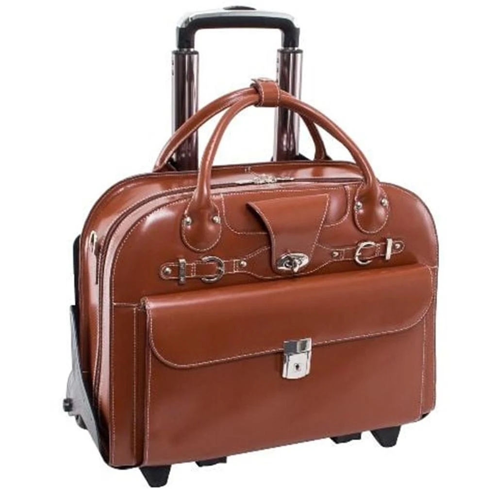McKleinUSA McKlein 96644 15.6 in. Roseville Leather Fly Friendly Detachable Wheeled Ladies Briefcase, Brown - 17 x 6 x 13 in.