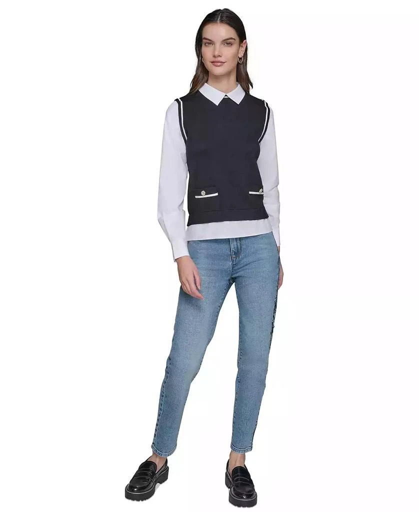 Karl Lagerfeld Paris Women's Layered-Look Sweater 5