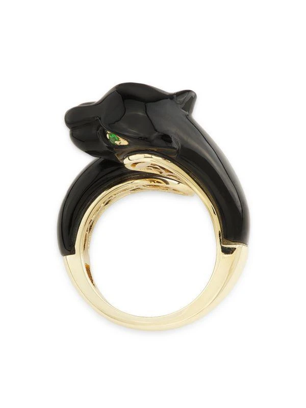 Effy 14K Yellow Gold, Tsavorite & Onyx Panther Ring 3