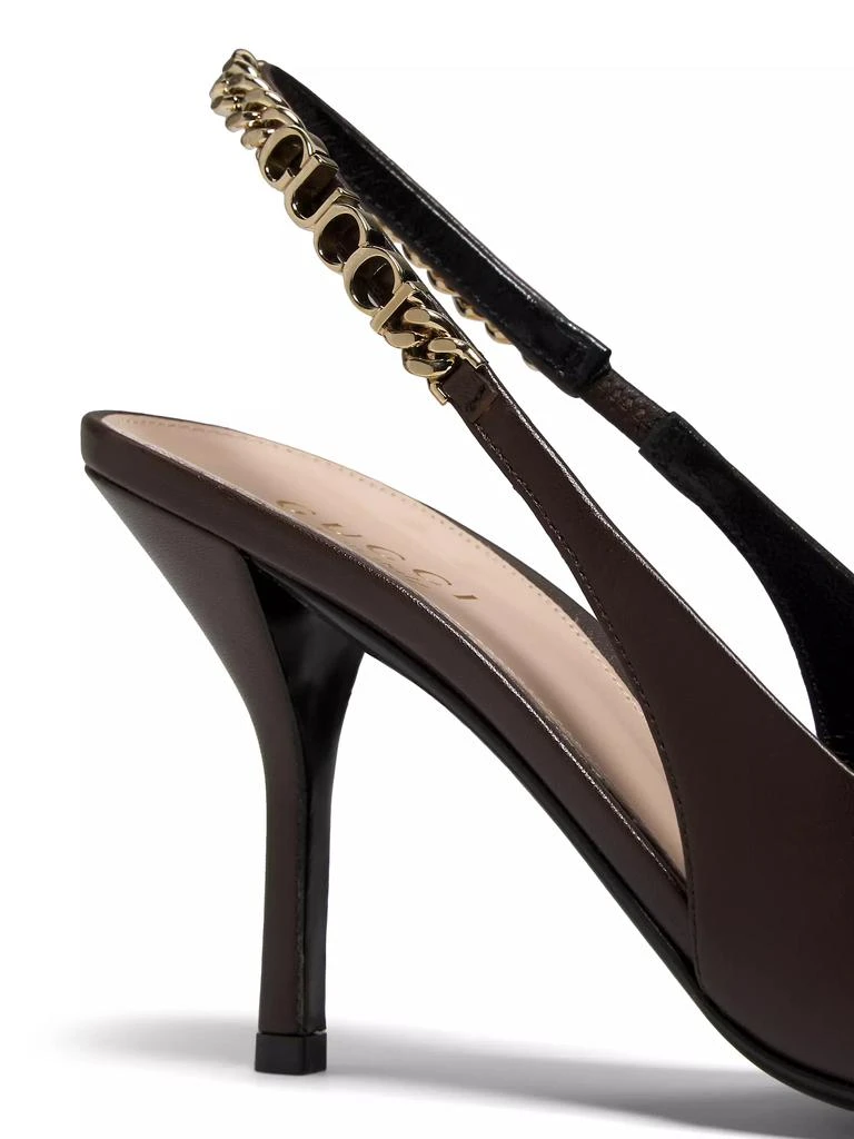 Gucci Signoria 105MM Leather Chain Slingback Pumps 4