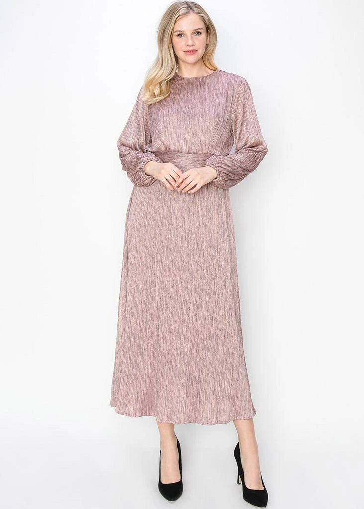 Yal New York Rose Shimmer Long Sleeve Dress 4