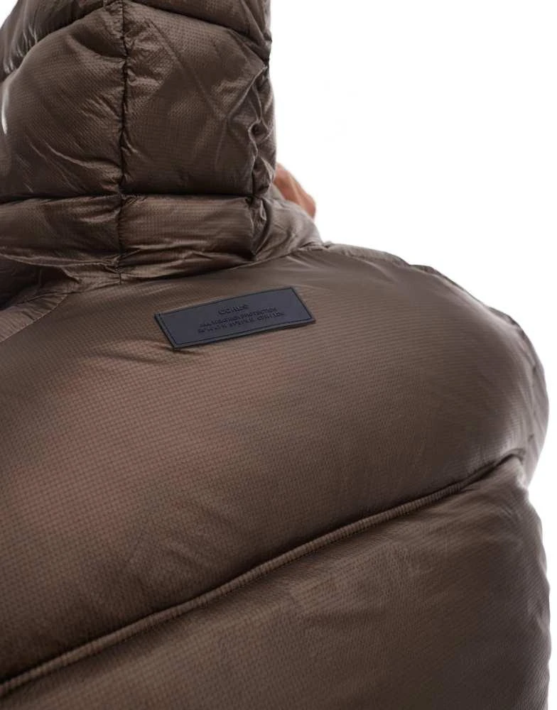 Jack & Jones Jack & Jones wet look puffer jacket in brown 2