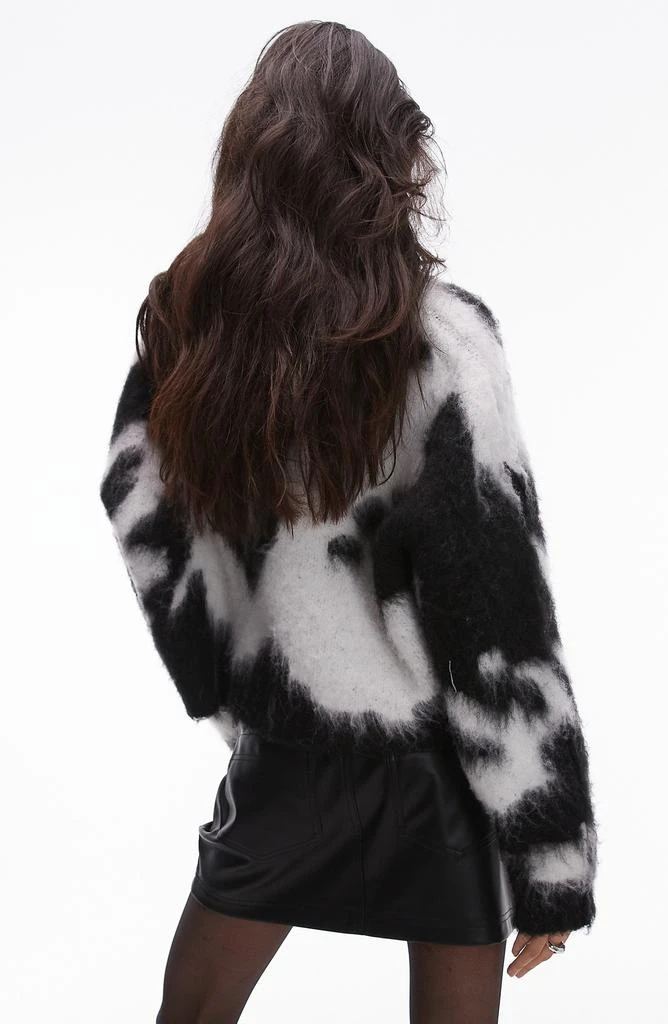 Topshop Cow Print Fluffy Mock Neck Sweater 2