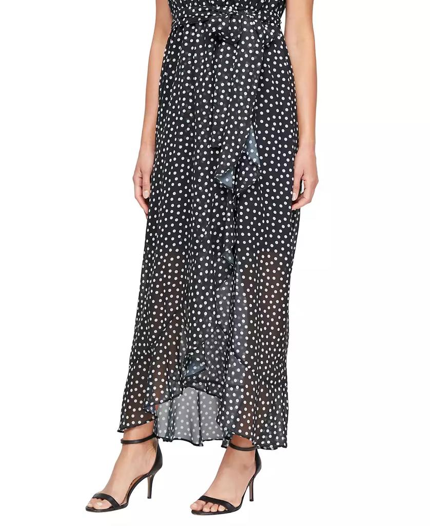 SL Fashions Women's Printed Chiffon Ruffled Sleeveless Dress