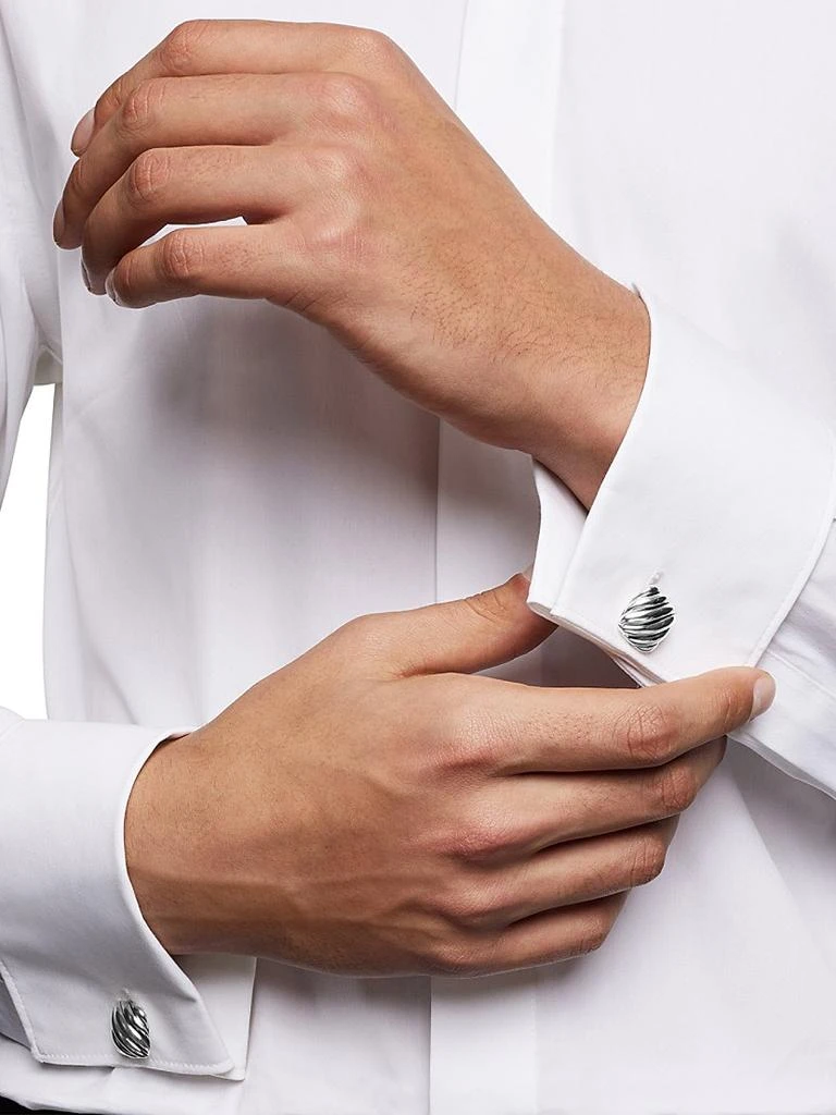 David Yurman Sculpted Cable Cushion Cufflinks in Sterling Silver, 17mm 6