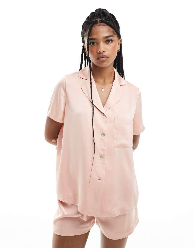 True Decadence True Decadence Button shirt pyjama set in dusty pink