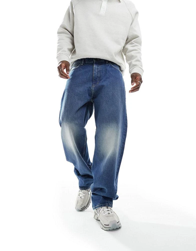 Weekday Weekday Galaxy baggy fit straight leg jeans in blue era 2