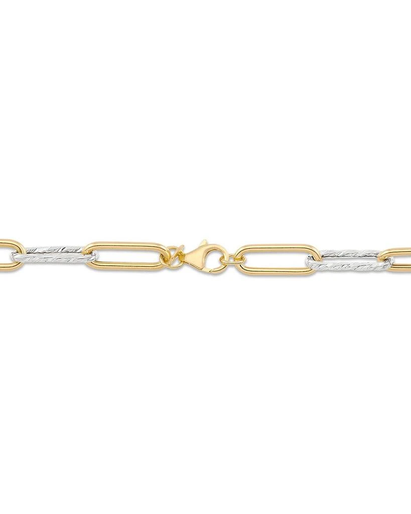 Alberto Amati 14K Yellow & White Gold Polished & Textured Chain Link Necklace, 18" 2