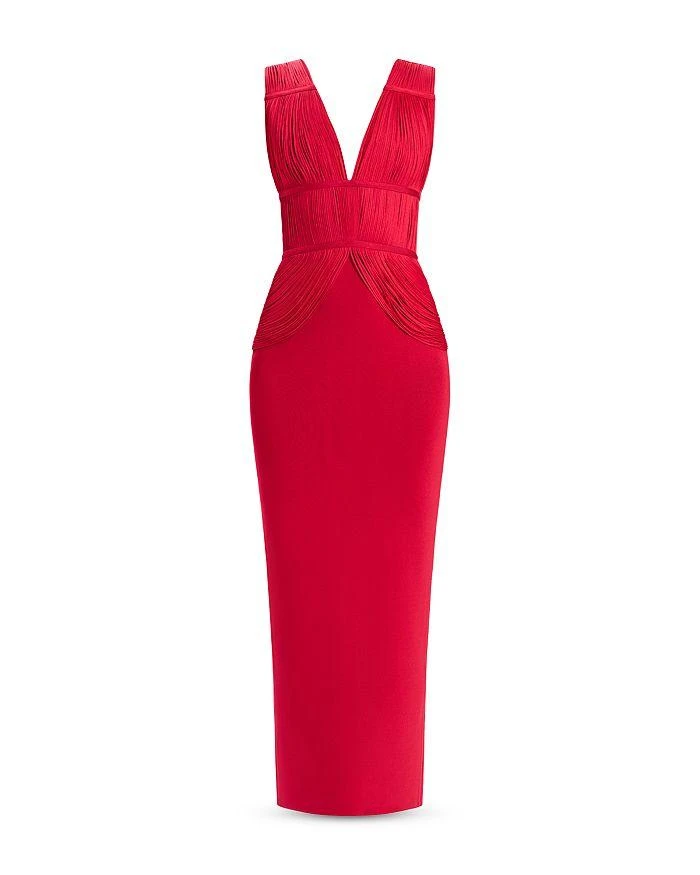Herve Leger Lillian Draped Fringe Gown 9