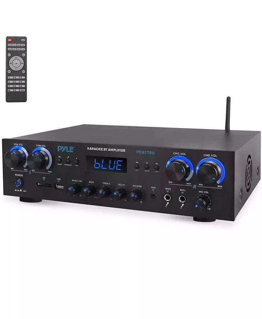 Pyle Wireless Bluetooth Streaming Stereo Amplifier Receiver With FM Radio, MP3/USB/SD/AUX Playback, 800 Watt